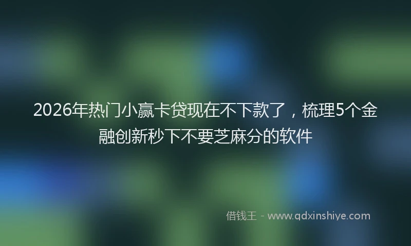 2026年热门小赢卡贷现在不下款了，梳理5个金融创新秒下不要芝麻分的软件
