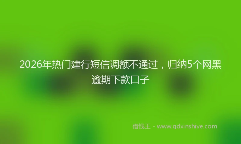2026年热门建行短信调额不通过,归纳5个网黑逾期下款口子