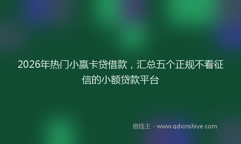 2026年热门小赢卡贷借款，汇总五个正规不看征信的小额贷款平台