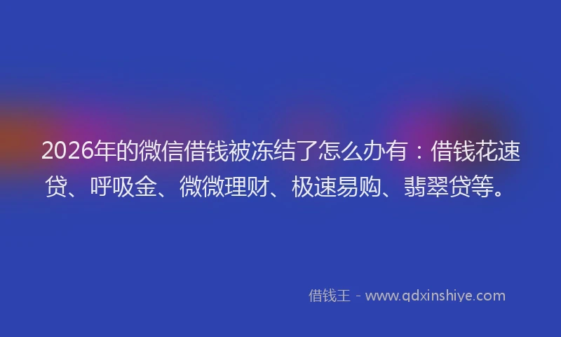 2026年的微信借钱被冻结了怎么办有：借钱花速贷、呼吸金、微微理财、极速易购、翡翠贷等。