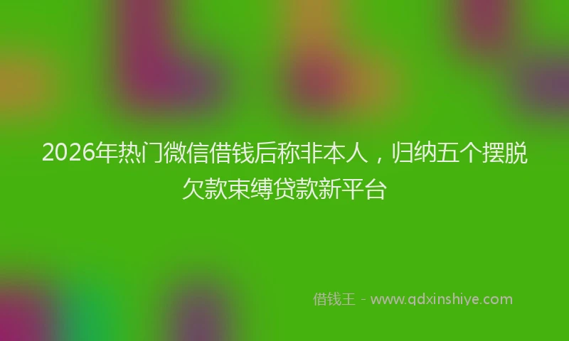 2026年热门微信借钱后称非本人，归纳五个摆脱欠款束缚贷款新平台
