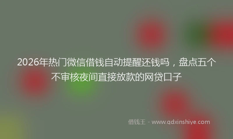 2026年热门微信借钱自动提醒还钱吗，盘点五个不审核夜间直接放款的网贷口子