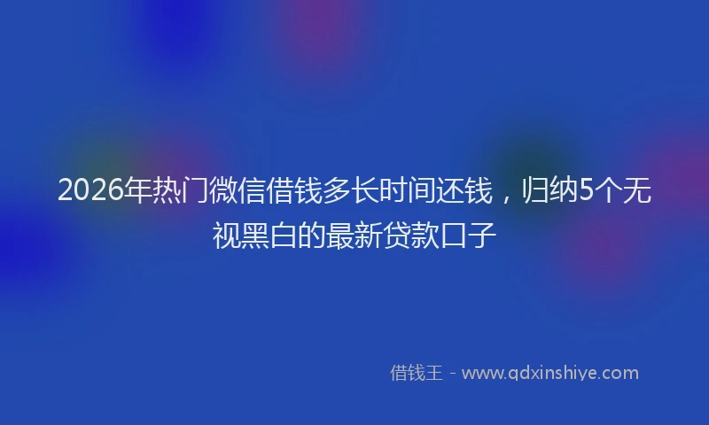 2026年热门微信借钱多长时间还钱，归纳5个无视黑白的最新贷款口子