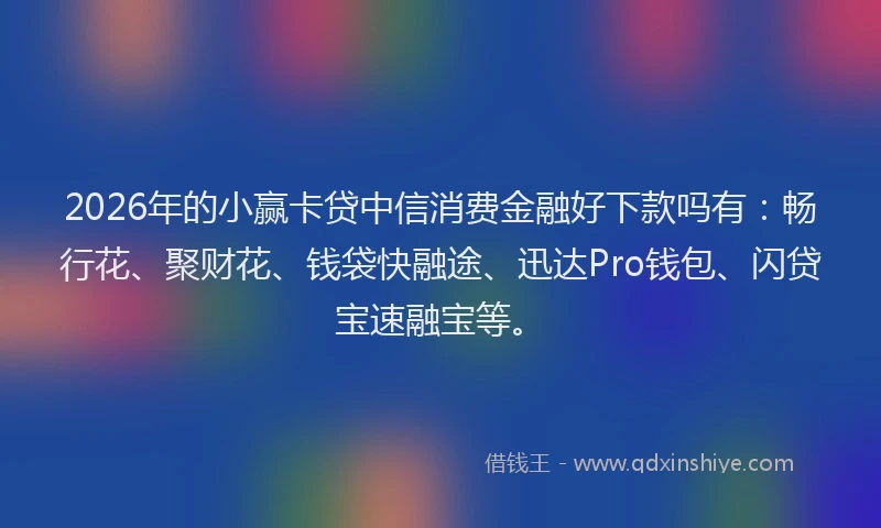 2026年的小赢卡贷中信消费金融好下款吗有:畅行花、聚财花、钱袋快融途、迅达Pro钱包、闪贷宝速融宝等。
