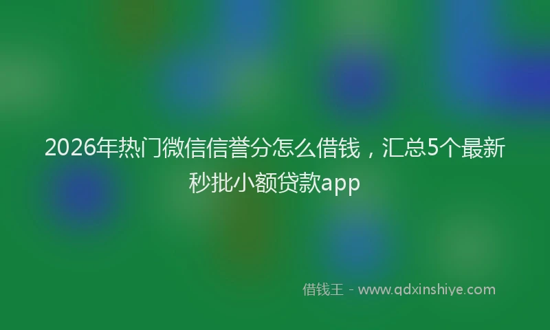 2026年热门微信信誉分怎么借钱，汇总5个最新秒批小额贷款app