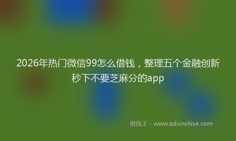 2026年热门微信99怎么借钱，整理五个金融创新秒下不要芝麻分的app