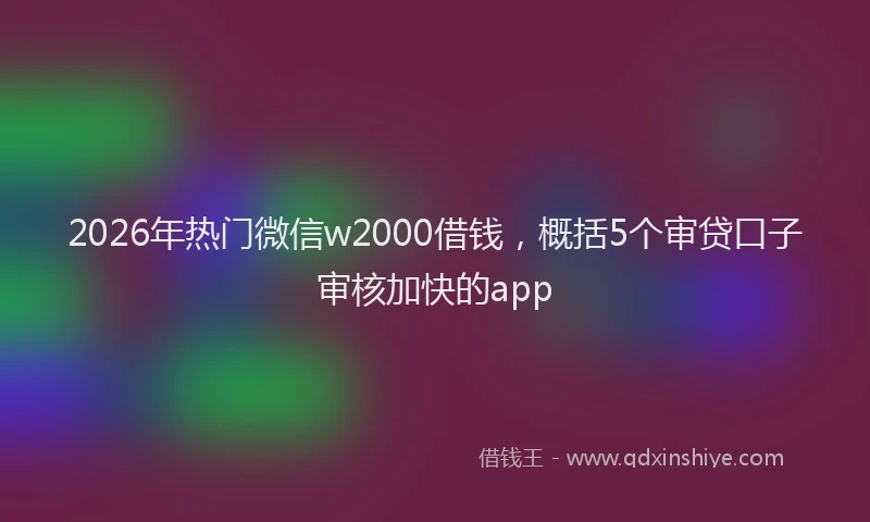 2026年热门微信w2000借钱，概括5个审贷口子审核加快的app