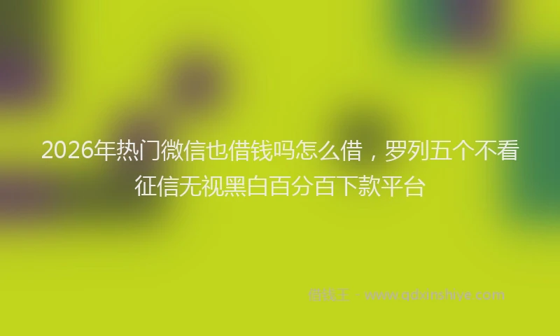 2026年热门微信也借钱吗怎么借，罗列五个不看征信无视黑白百分百下款平台