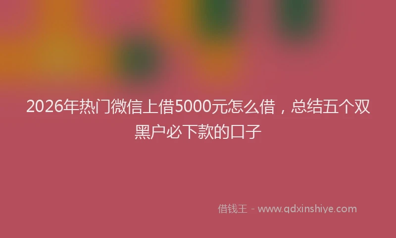 2026年热门微信上借5000元怎么借，总结五个双黑户必下款的口子