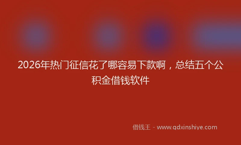 2026年热门征信花了哪容易下款啊，总结五个公积金借钱软件