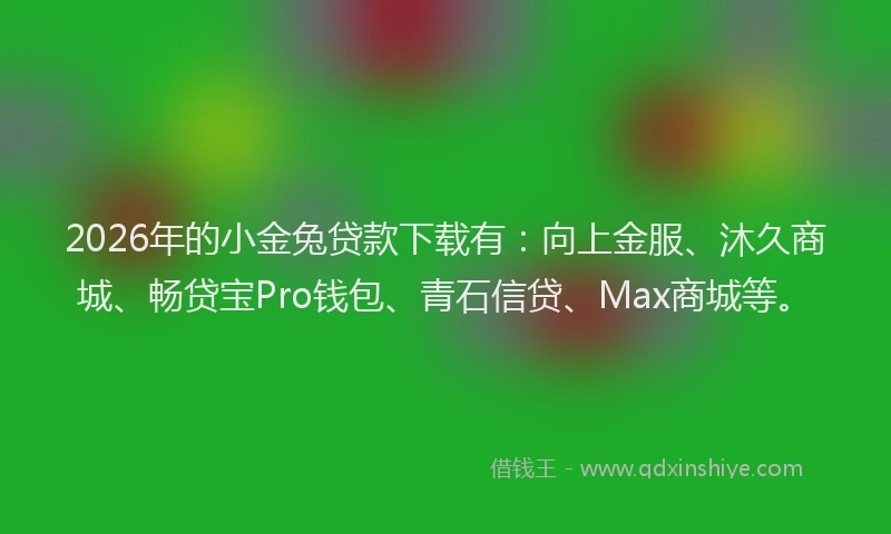 2026年的小金兔贷款下载有:向上金服、沐久商城、畅贷宝Pro钱包、青石信贷、Max商城等。