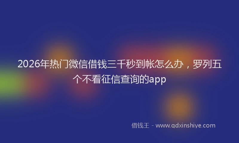 2026年热门微信借钱三千秒到帐怎么办，罗列五个不看征信查询的app