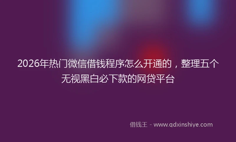 2026年热门微信借钱程序怎么开通的，整理五个无视黑白必下款的网贷平台