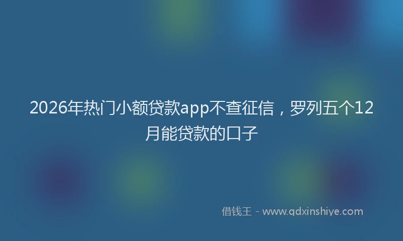 2026年热门小额贷款app不查征信，罗列五个12月能贷款的口子