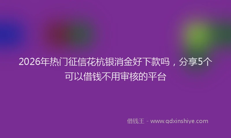 2026年热门征信花杭银消金好下款吗，分享5个可以借钱不用审核的平台