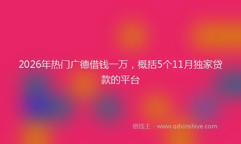 2026年热门广德借钱一万，概括5个11月独家贷款的平台