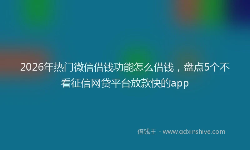 2026年热门微信借钱功能怎么借钱，盘点5个不看征信网贷平台放款快的app