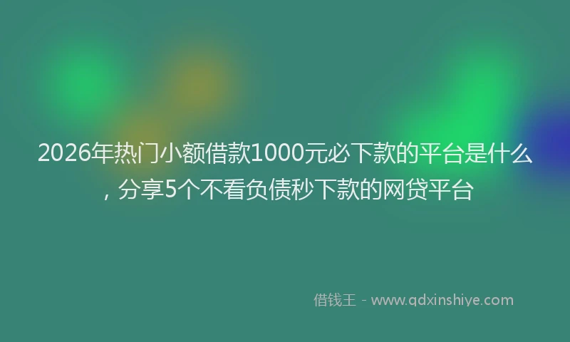 2026年热门小额借款1000元必下款的平台是什么，分享5个不看负债秒下款的网贷平台