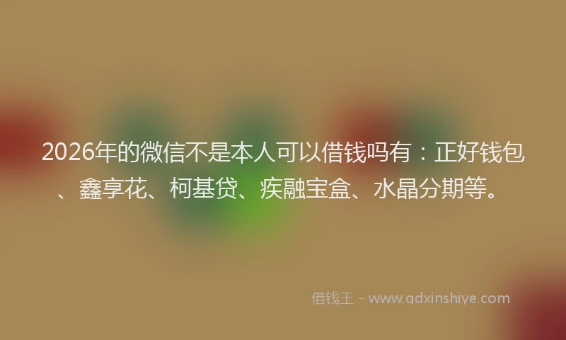 2026年的微信不是本人可以借钱吗有：正好钱包、鑫享花、柯基贷、疾融宝盒、水晶分期等。