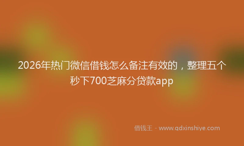 2026年热门微信借钱怎么备注有效的，整理五个秒下700芝麻分贷款app