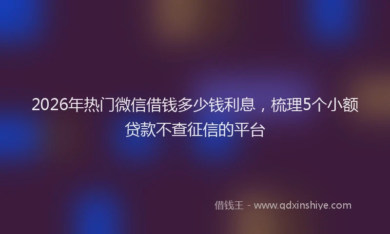 2026年热门微信借钱多少钱利息，梳理5个小额贷款不查征信的平台