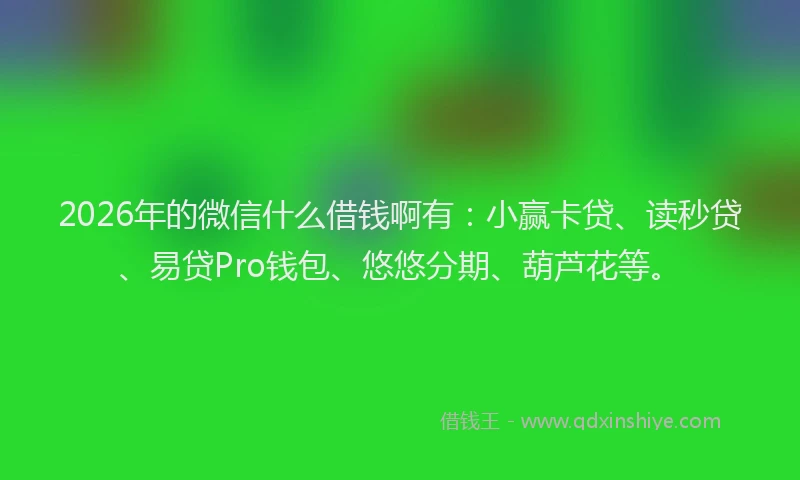 2026年的微信什么借钱啊有：小赢卡贷、读秒贷、易贷Pro钱包、悠悠分期、葫芦花等。