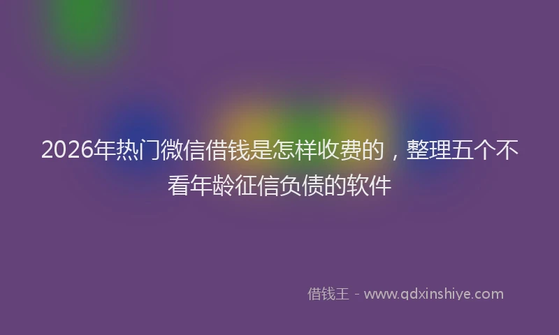 2026年热门微信借钱是怎样收费的，整理五个不看年龄征信负债的软件