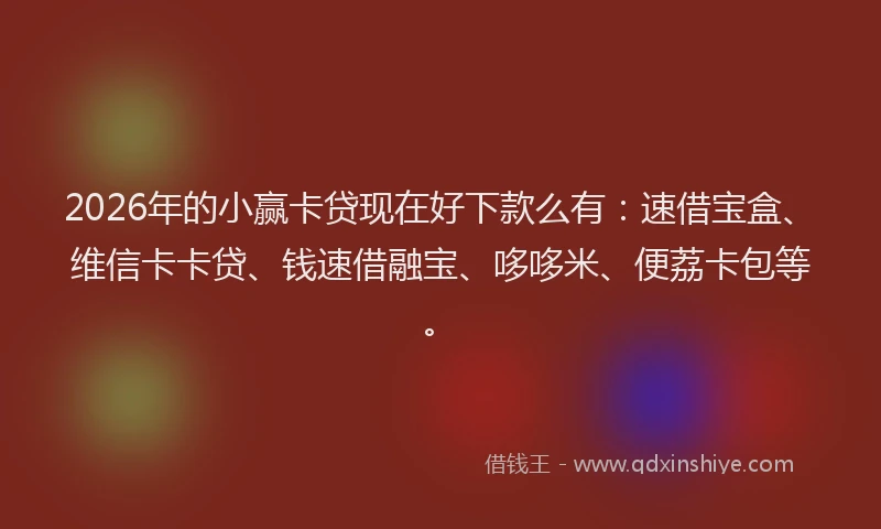 2026年的小赢卡贷现在好下款么有：速借宝盒、维信卡卡贷、钱速借融宝、哆哆米、便荔卡包等。
