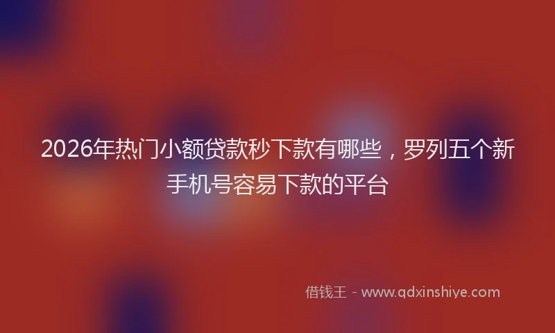 2026年热门小额贷款秒下款有哪些，罗列五个新手机号容易下款的平台