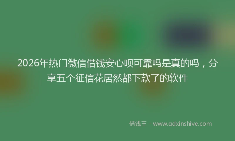 2026年热门微信借钱安心呗可靠吗是真的吗,分享五个征信花居然都下款了的软件