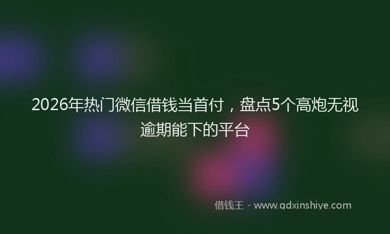 2026年热门微信借钱当首付，盘点5个高炮无视逾期能下的平台