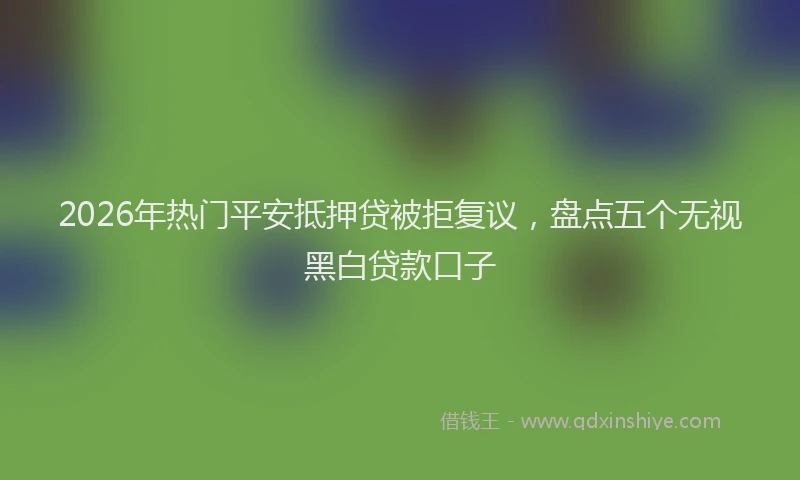 2026年热门平安抵押贷被拒复议，盘点五个无视黑白贷款口子