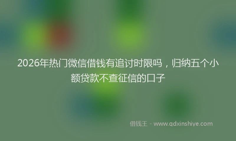 2026年热门微信借钱有追讨时限吗，归纳五个小额贷款不查征信的口子