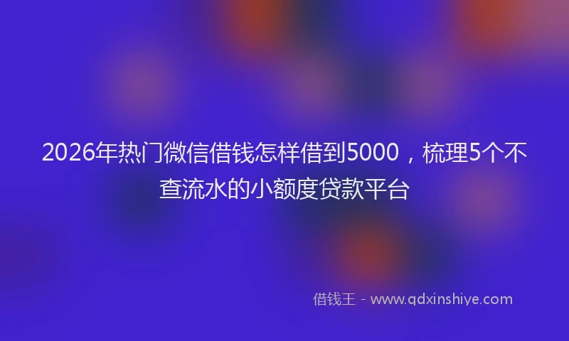 2026年热门微信借钱怎样借到5000，梳理5个不查流水的小额度贷款平台