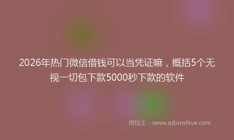 2026年热门微信借钱可以当凭证嘛，概括5个无视一切包下款5000秒下款的软件