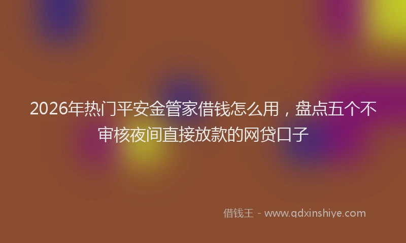 2026年热门平安金管家借钱怎么用，盘点五个不审核夜间直接放款的网贷口子