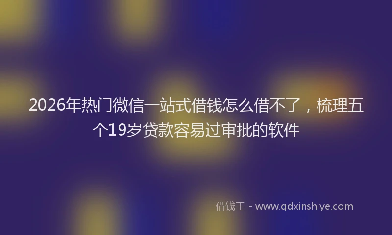 2026年热门微信一站式借钱怎么借不了，梳理五个19岁贷款容易过审批的软件