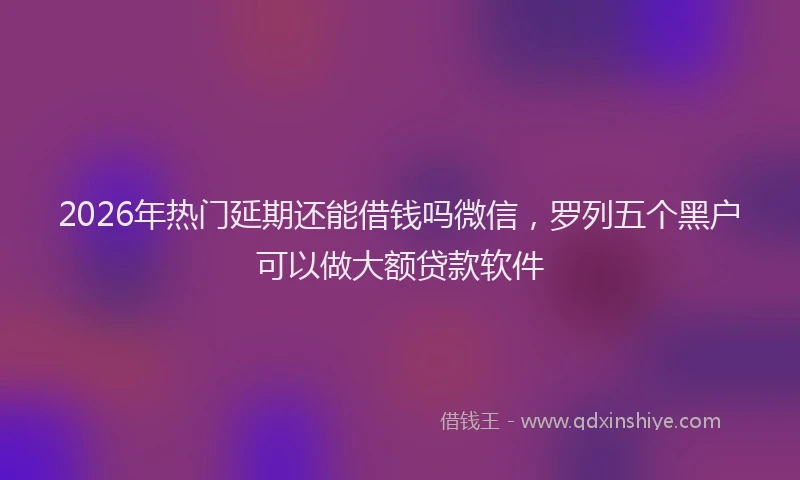 2026年热门延期还能借钱吗微信，罗列五个黑户可以做大额贷款软件
