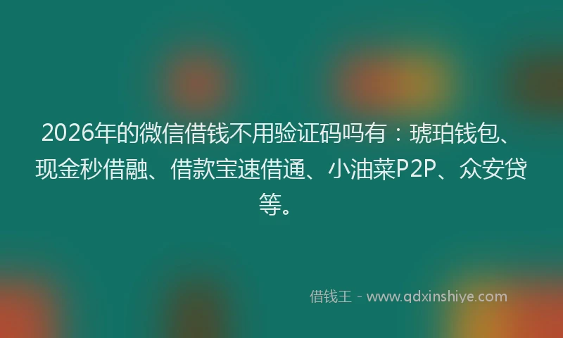 2026年的微信借钱不用验证码吗有：琥珀钱包、现金秒借融、借款宝速借通、小油菜P2P、众安贷等。