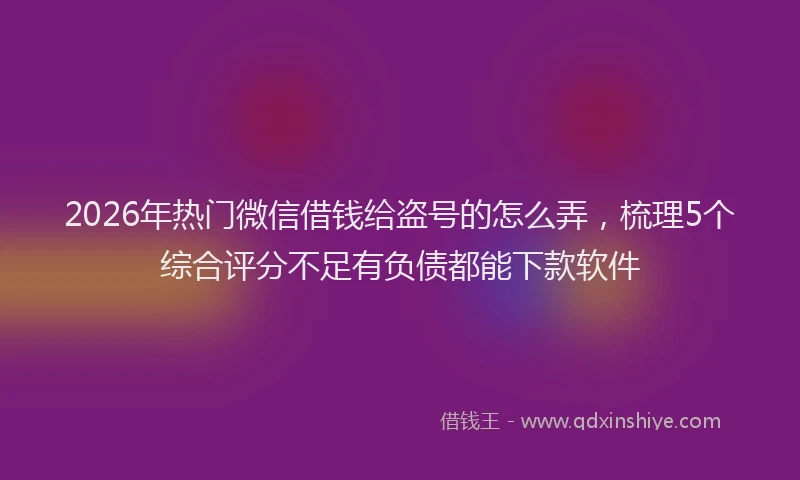 2026年热门微信借钱给盗号的怎么弄，梳理5个综合评分不足有负债都能下款软件