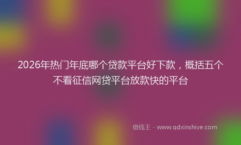 2026年热门年底哪个贷款平台好下款，概括五个不看征信网贷平台放款快的平台