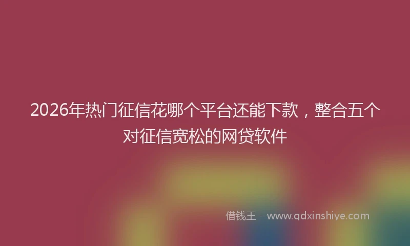 2026年热门征信花哪个平台还能下款,整合五个对征信宽松的网贷软件