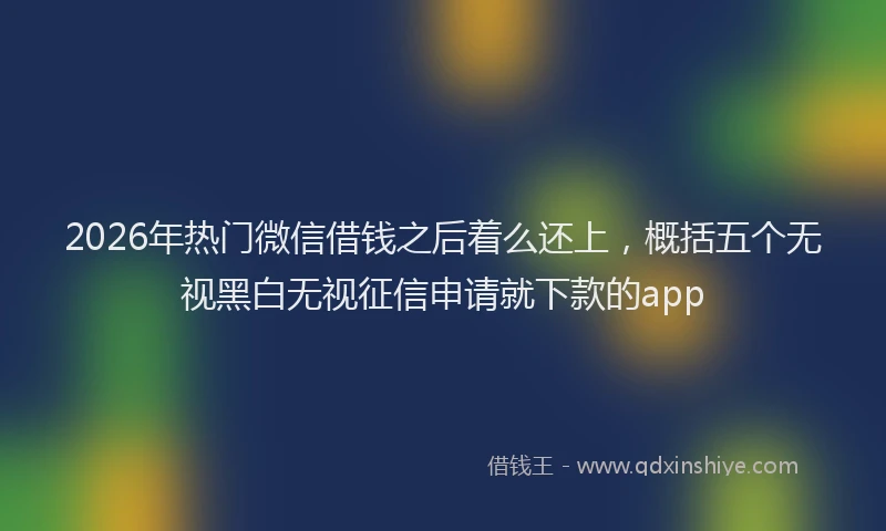 2026年热门微信借钱之后着么还上，概括五个无视黑白无视征信申请就下款的app