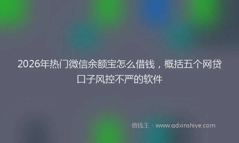 2026年热门微信余额宝怎么借钱，概括五个网贷口子风控不严的软件