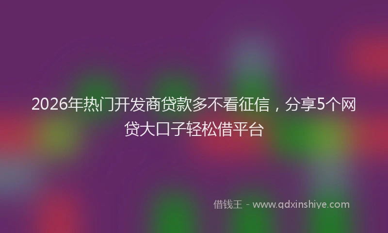 2026年热门开发商贷款多不看征信，分享5个网贷大口子轻松借平台