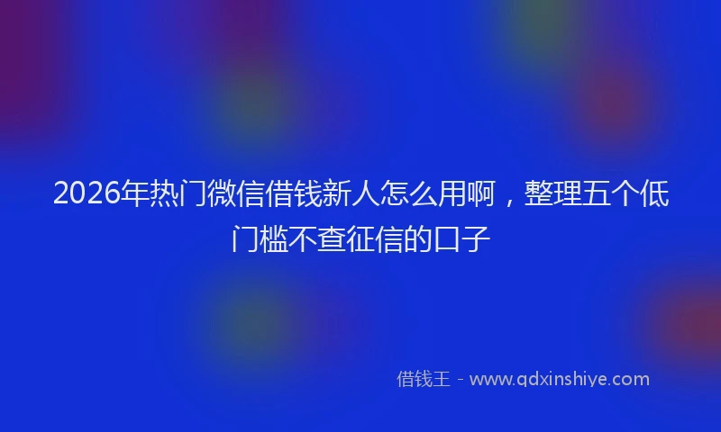 2026年热门微信借钱新人怎么用啊，整理五个低门槛不查征信的口子