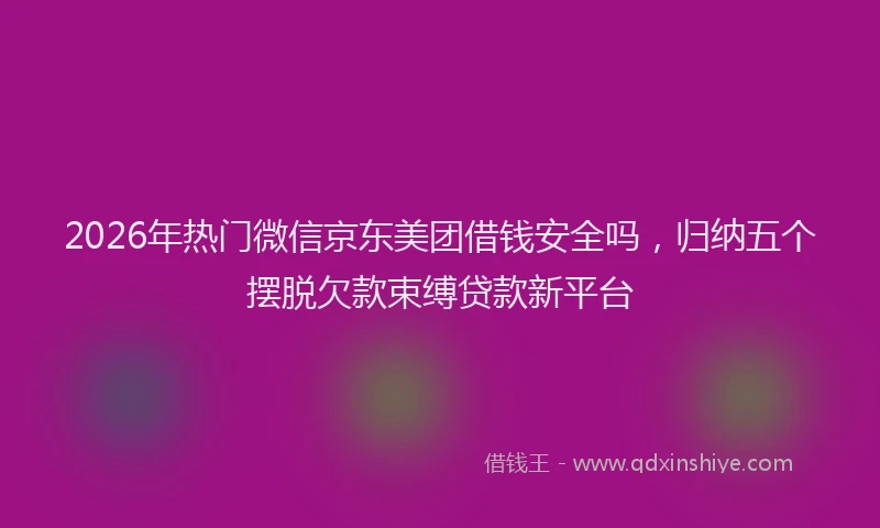 2026年热门微信京东美团借钱安全吗，归纳五个摆脱欠款束缚贷款新平台