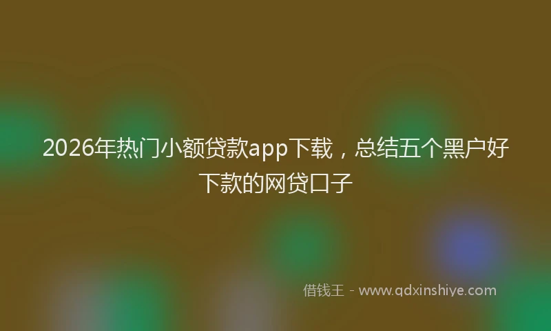 2026年热门小额贷款app下载,总结五个黑户好下款的网贷口子