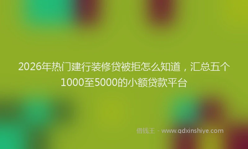 2026年热门建行装修贷被拒怎么知道，汇总五个1000至5000的小额贷款平台