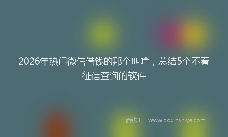 2026年热门微信借钱的那个叫啥,总结5个不看征信查询的软件